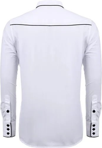 Vista 5 de Coofandy Camisa de hombre de manga larga ajustada con bordado casual de botón