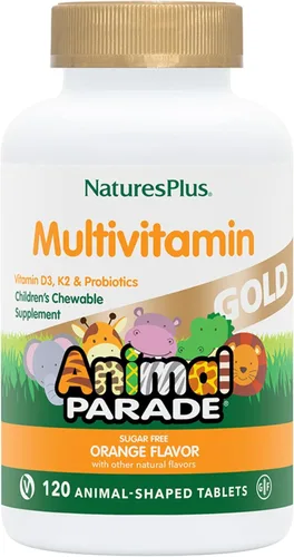 Vista 14 de NaturesPlus Animal Parade Gold Multivitamínico Masticables para niños, sabor a cereza, 60 tabletas masticables en forma de animal, con vitamina D3