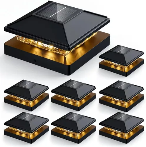 Vista 15 de JOFIOS Paquete de 12 luces solares con tapa de poste, impermeable IP65 Negro