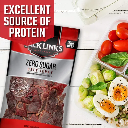 Vista 3 de Jack Link's Carne seca original y cero azúcar paquete variado (2 bolsas)