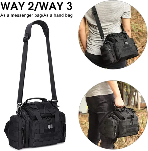 Vista 5 de G4Free Riñonera de cintura 2 en 1, bolsa táctica de aparejos de pesca Negro