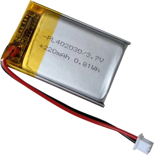 Vista 3 de Batería de repuesto de polímero de litio recargable de 3.7 V 402030 220 mAh con conector Jst PH1.25/2p para auriculares Bluetooth, reloj