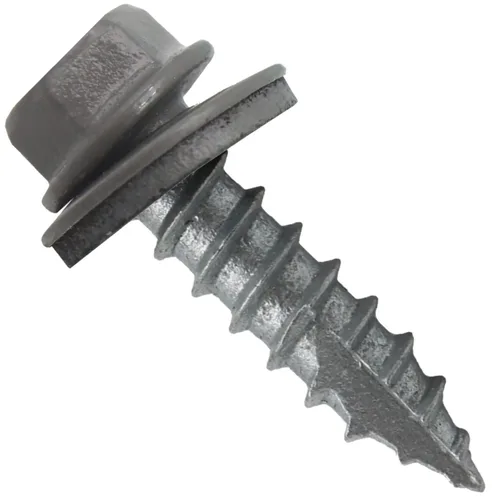 Vista 111 de TORNILLOS PARA TECHOS DE METAL #14: (250) Tornillos x 1" ABC GRIS Tornillo para techo de chapa metálica con cabeza hexagonal y arandela.