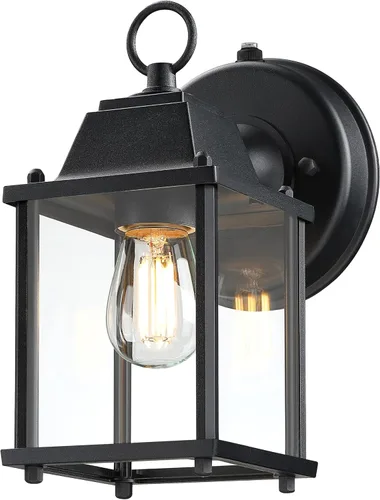 Vista 9 de LIT-PaTH Farol de pared para exteriores, aplique de pared como accesorio de iluminación de porche, base E26, carcasa de aluminio más vidrio Blanco