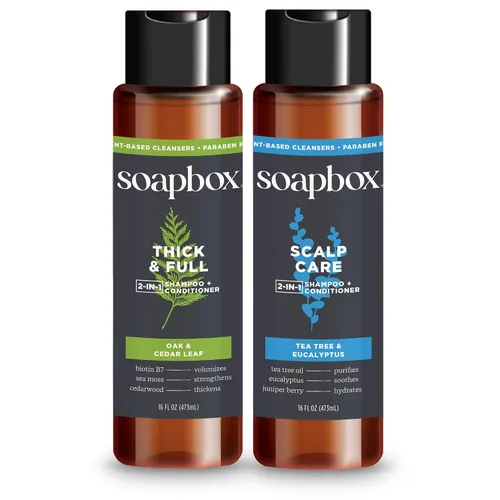 Vista 10 de Soapbox Champú y Acondicionador 2 en 1 Espeso y Completo para Hombres, Champú y Acondicionador Natural para Hombres, Roble y Hoja de Cedro, 16 oz