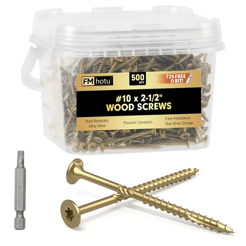 Vista 43 de #10 x 2-1/2" Tornillos para Terraza, 108 Piezas Tornillos para Madera con Cabeza Estrella, Tornillos para Madera Resistentes al Óxido para Negro