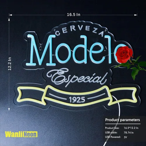 Vista 5 de Modelo Letrero de Neón para Decoración de Pared, Luces LED Regulables para Barra de Cerveza, Caverna del Hombre, Dormitorio, Hogar, Tienda, Pub
