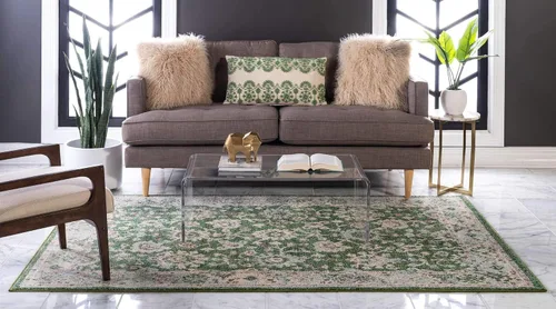 Vista 3 de Unique Loom Penrose Collection - Alfombra de área - Krystle (2' 2" x 3' 1" rectangular, verde/beige)