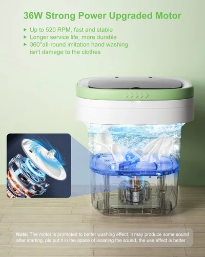 Vista 4 de Lavadora portátil, mini lavadora de 12 litros de capacidad mejorada con 3 modos de limpieza profunda para ropa interior, camisa, ropa de bebé