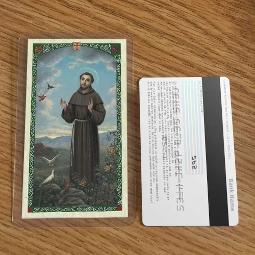 Vista 6 de San Francis Imports Tarjeta de oración para la paz laminada
