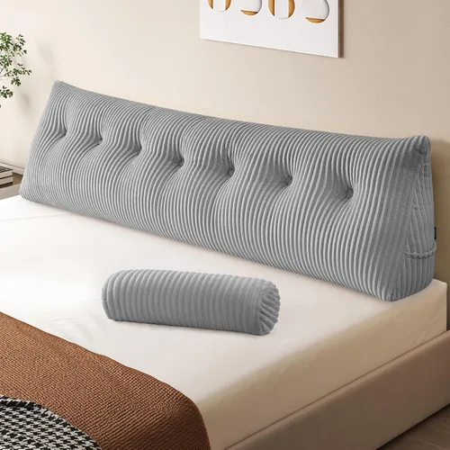 Vista 31 de Z-hom - Almohada grande para cabecero con un solo rollo, almohada de cuña para sentarse en la cama, cojín triangular de apoyo de respaldo para leer
