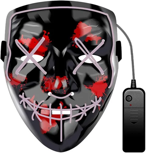 Vista 8 de Máscara de Purga LED de Halloween con luz para Halloween para fiestas de festivales disfraz de adultos hombres mujeres y niños 3 modos de vida