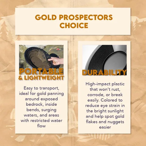 Vista 5 de SE Bandeja para Buscar Oro de 8 Pulgadas - Estrías Dobles para Minería y Prospección más Fácil, Negro