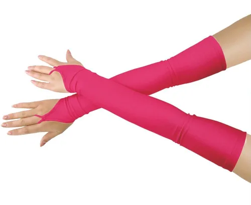 Vista 14 de Shinningstar Guantes largos de elastano elástico sin dedos sobre el codo para niñas y niños adultos