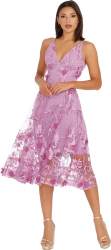 Vista 8 de Dress the Population Vestido midi para mujer Audrey, con escote profundo Begonia