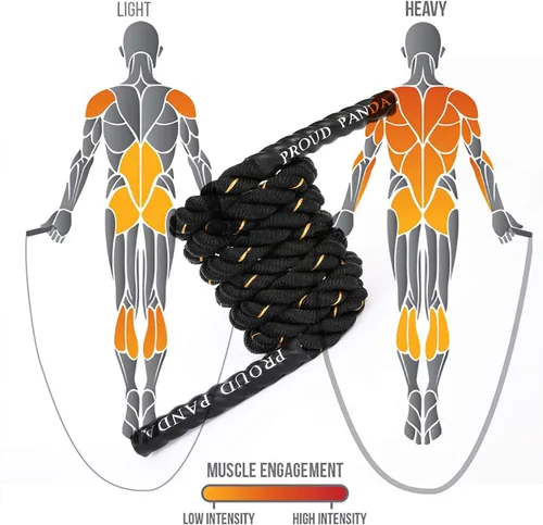 Vista 5 de Cuerdas de Salto Pesadas para Fitness 2LB/3LB/5LB, Cuerda de Salto Pesada para Adultos, Cuerda de Ejercicio para Hombres y Mujeres, Entrenamiento