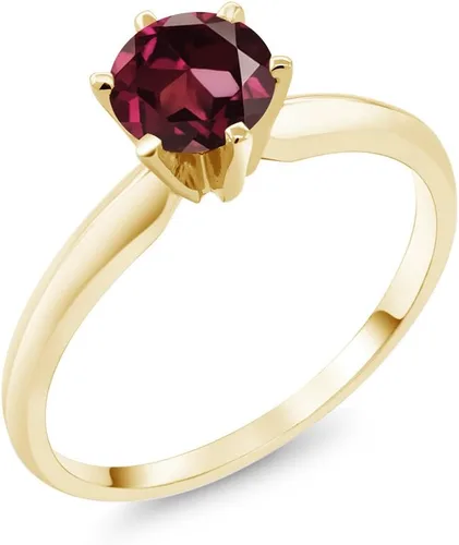 Vista 69 de Anillo de compromiso solitario con piedra preciosa redonda de oro amarillo de 14 quilates de 0.236 in para mujer Ajuste clásico de 6 puntas