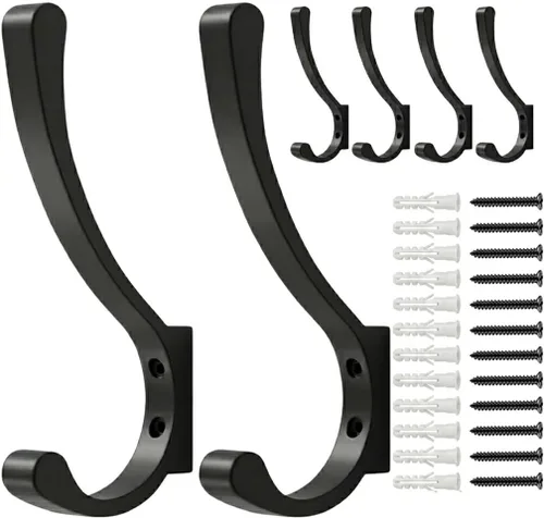 Vista 9 de saffruff Ganchos de montaje en pared, ganchos de metal resistentes para colgar ropa, mochila, bolsa, toalla y chaqueta, fuerte gancho de armario