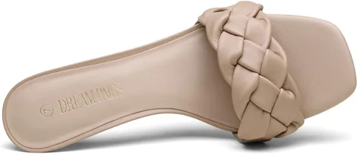 Vista 4 de DREAM PAIRS Zapatos de tacón de aguja para mujer, punta cuadrada abierta, cómodos, tacones bajos para gatito, sandalias de vestir sexy, para fiesta