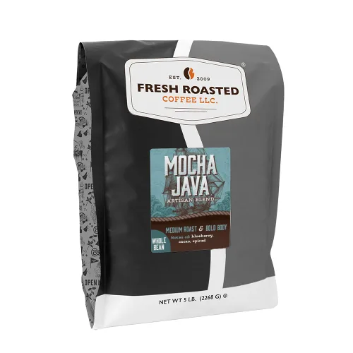 Vista 60 de Fresh Roasted Coffee, Blackbeard's Revenge, 12 onzas, tostado medio, Kosher, grano entero