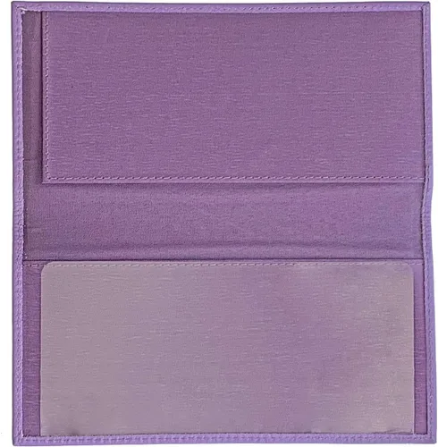 Vista 6 de Funda de chequera de cuero genuino básica púrpura claro para hombres y mujeres