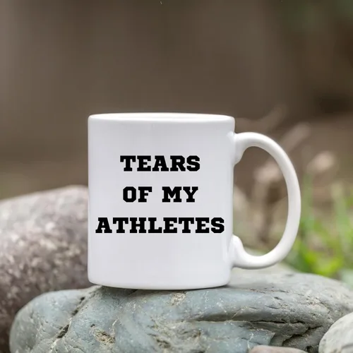 Vista 4 de Teegarb Letter Blanket Funny Sarcastic Saying My Tears of My Athletes - Taza cilíndrica de cerámica de 11 onzas, color blanco, moderna, para regalo