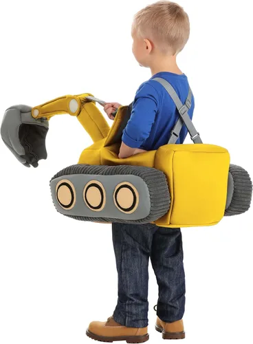 Vista 8 de Toddler Ride in Excavator Costume, Yellow Heavy Equipment Operator Outfit
