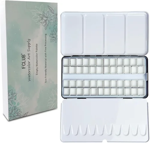 Vista 19 de FCLUB Sartenes vacías de acuarela – 20 sartenes completas (3ml) y 20 sartenes medias (2ml), sartenes de pintura de acuarela de plástico rellenables