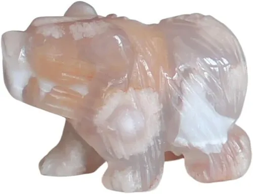 Vista 9 de Figura de oso de cristal tallada a mano, estatua de animal tallada en oficina, decoración del hogar, 1.5 pulgadas (obsidiana negra)