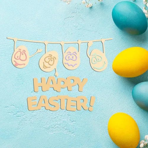 Vista 4 de Troqueles de metal para hacer tarjetas, lindos huevos de dibujos animados de Pascua, para colgar fondo, palabras, troqueles de corte para decoración