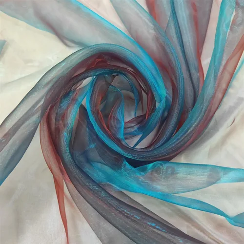 Vista 21 de Tela de organza transparente ligera de dos tonos, tela de gasa holográfica iridiscente de encaje, tela de tul oganza para vestido, fiesta, fondo