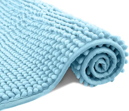 Vista 12 de Chenille Bath Mat Microfiber Floor Mat Baby Bath Mat for Kids Washable Bathroom Dry Fast Water Absorbent Shower Mat Area Rug (15.3" x 23.2", Red)