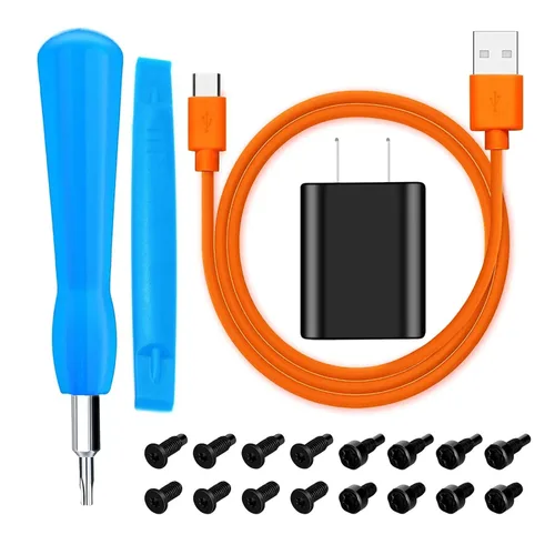 Vista 8 de Juego de puntas de destornillador Ring de repuesto azul y 20 tornillos para timbre T6 T15 y cable cargador de carga para timbre con video