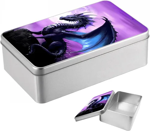 Vista 48 de Caja de lata de metal con tapa, contenedor de almacenamiento rectangular vacío de hojalata, estuche de lata portátil ligero para manualidades