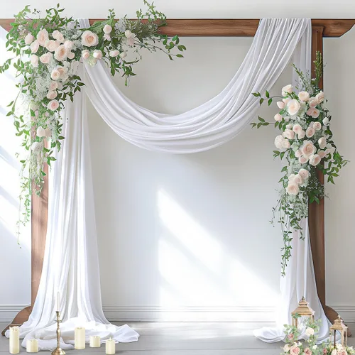 Vista 12 de Socomi Tela para Arco de Boda 1 Panel 29" x 19 Pies Gasa Chifón Transparente Azul Bebé Cortinas 6 Yardas para Ceremonia de Boda Decoración de Fiesta