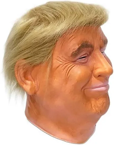 Vista 3 de Máscara de Donald Trump la máscara de Donald Trump está diseñada para adaptarse a la mayoría de los adultos. Máscara divertida de Donald Trump