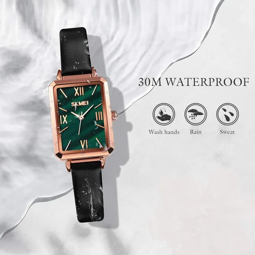 Vista 6 de SKMEI - Reloj de pulsera para mujer, de piel, rectangular, elegante, para mujer, Classic, forro polar verde con licencia oficial de star wars silent