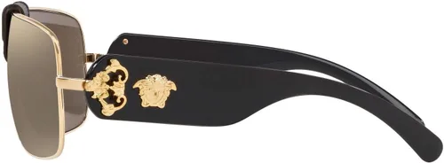 Vista 4 de Versace VE 2207Q 1002/5 Gafas de sol cuadradas de metal dorado lente espejo dorado