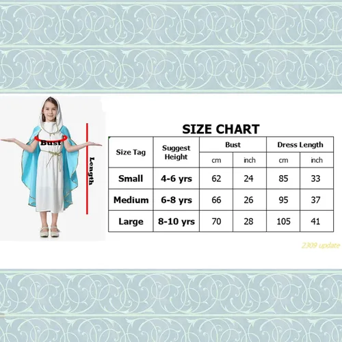 Vista 6 de LMYOVE Disfraz de Virgen María para niñas para Halloween