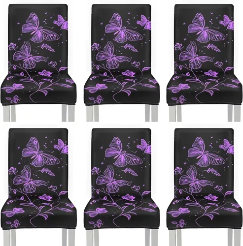 Vista 14 de Rnyleeg Juego de 1 fundas de asiento de comedor con estampado de flores azules para sillas de comedor, fundas protectoras suaves y lavables