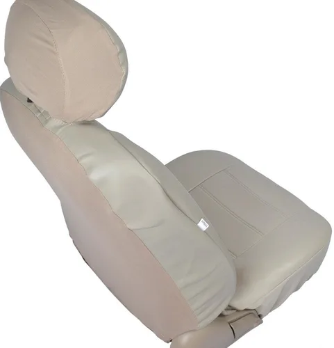 Vista 4 de BDK carXS - Fundas de asiento de automóvil de cuero beige para asientos delanteros, 4 piezas, piel sintética, incluye fundas de asiento delantero