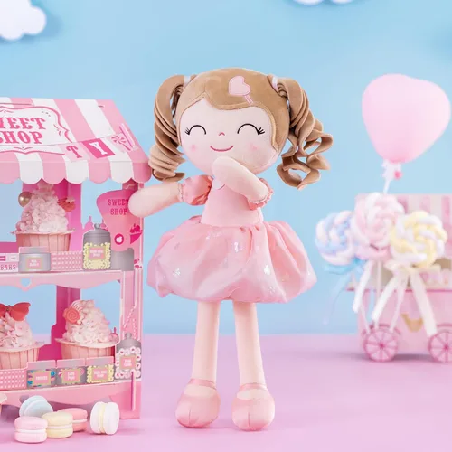 Vista 3 de Gloveleya Muñeca bebé niña regalos juguetes de peluche rizados para niñas de 2 a 4 años juguetes de amor para niños pequeños rosa B2rosa