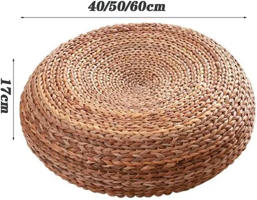 Vista 3 de Etlegor Pufs y reposapiés, Futón Puf Futón Cojín Taburete Estilo Japonés Tatami Mat Gattail, Hoja de plátano tejida a mano natural y respetuoso