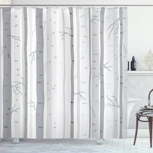 Vista 45 de Ambesonne Decor Collection, juego de cortina con ganchos para regadera Amarillo y marrón
