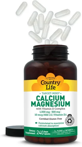 Vista 8 de Country Life Target-Mins Calcio Magnesio con Vitamina D, 240 Cápsulas