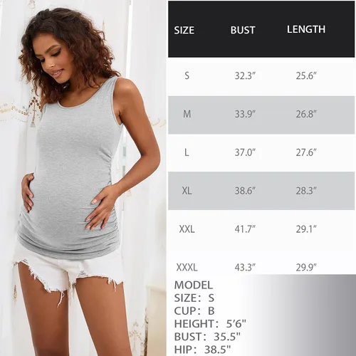 Vista 8 de GINKANA Camisetas sin mangas de maternidad fruncidas básicas camisetas de maternidad chaleco ropa de mamá