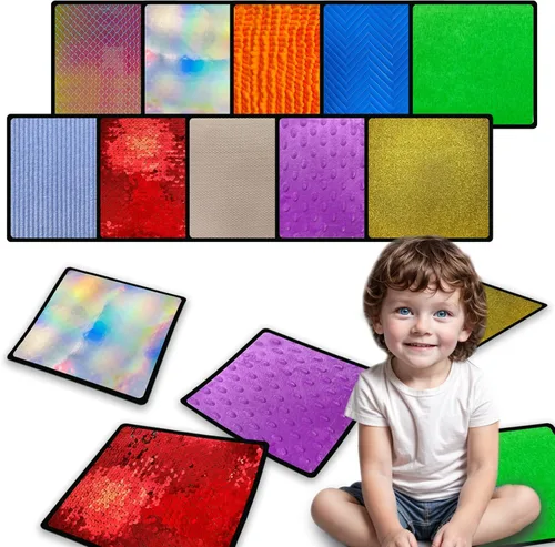 Vista 7 de 10 juegos de tapetes sensoriales para niños autistas, azulejos sensoriales texturizados, juguetes sensoriales para bebés y niños pequeños