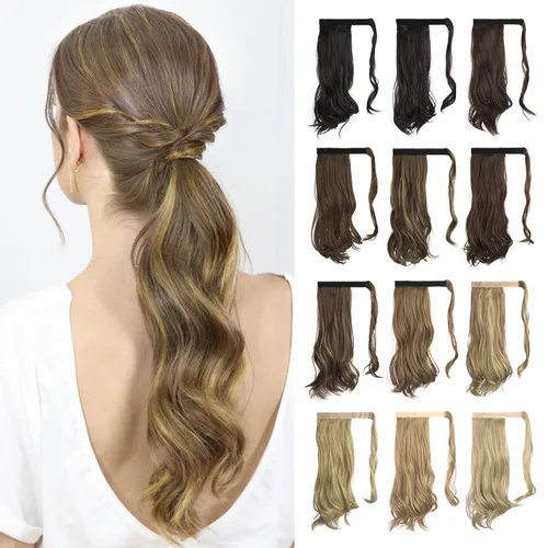 Vista 11 de SOFEIYAN Extensión de cola de caballo rizada de 15 pulgadas, resistente al calor, sintética, natural, ondulada, extensión de cabello con clip