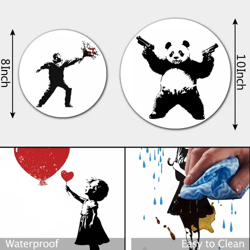 Vista 5 de Banksy Fundas para Quemadores de Estufa Eléctrica, Juego Divertido de 4 Redondos de 8 Pulgadas y 10 Pulgadas, Cubierta de Metal para Gas, Ojos