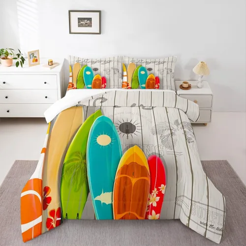 Vista 75 de Juego de ropa de cama Happy Camping de Homewish, tamaño individual, con diseño de osos cazadores y pinos, para niños, hombres, adultos, decoración